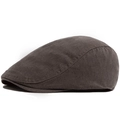 Gorra clásica estilo newsboy gris marrón oscuro de algodón lavado con visera corta - café