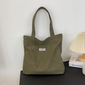 Army green thick canvas tote bag with large capacity and Fashion Instinct label tag - Army Green