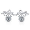 Elegant 925 sterling silver bow knot stud earrings with shimmering moissanite stones - 925 Silver / White Gold (0.5ct Moissanite)