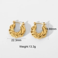 Detail showing dimensions of 22.3mm width and 19.88mm height for these golden hoop earrings - Gold Color (TE19133D0W0)