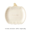 Pack of 10 cream pumpkin shaped paper plates for Thanksgiving decor, 9 inch size - 9 Inch Cream Pumpkin Plates 10PCS