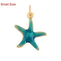 Small size starfish charm with blue enamel finish and golden textured metal base - Small Orange Starfish