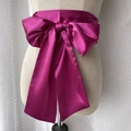 Ceinture nœud en satin fuchsia pour robes avec ruban large à haute brillance - Rose rouge
