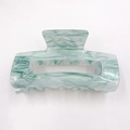 Pale green and white acrylic marble pattern square hair claw clip for women - Light Cyan Marble (D20-2-10)