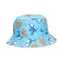 Light blue infant bucket hat with cartoon shark and coral prints for sun protection - Light Blue Shark Coral Pattern (7#)