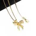 Elegant gold-plated necklace with a crystal bow pendant and micro-pave zircons - Pendant And Necklace (15)