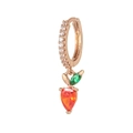 Rose gold carrot drop earrings with orange and green zirconias and white crystal hoop - Rose Gold Orange Carrot