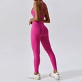 Completo yoga due pezzi rosso rosa con reggiseno sportivo e leggings senza cuciture - Magenta-Completo leggings