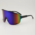 Occhiali da sole da ciclismo con montatura nera opaca e lenti sfumate arcobaleno - Montatura Nera Lenti a Specchio Blu