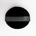 Single black round crystal velvet powder puff with a matching silk ribbon handle - Loose 60x12mm / Black