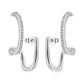 Modern twisted silver stainless steel earrings with sparkling zircon stones inlay - Steel