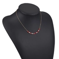 Bohemian multilayer gold chain necklace with colorful red, pink, and white matte beads - Red Pink White Frosted Beads