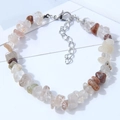 Chic shell-style bracelet with natural crushed crystals and adjustable silver clasp - White Coffee