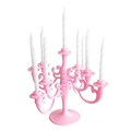 Bougeoir rose multi-têtes en plastique avec neuf bougies blanches en spirale pour fête - Chandelier Rose (A12) / Comprend 9 Bougies