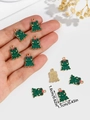 Detailed dimensions of small green crown frog alloy charms for DIY jewelry making - Frog