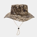 Detail of digital camo boonie hat featuring an adjustable chin cord for outdoor activities - One Size / Camel