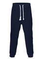 Navy blue men's jogger with diamond quilted texture and white drawstring waist - Navy Blue