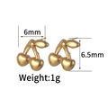 Minimalistische vergoldete Kirschohrringe mit Blattdetail und leichtem 1g Design - Kirsche