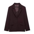 Chaqueta blazer burdeos para mujer con doble botonadura y elegante textura refinada - S / Rojo