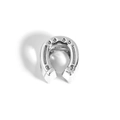 Close-up of a silver horseshoe bead charm with detailed metallic texture for DIY jewelry - U-shape/Horseshoe