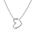 Collana con ciondolo a cuore irregolare in argento e catena a serpente lucida - Argento