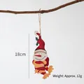 Christmas hanging snowman wooden ornament with red hat and scarf on branch, 18cm height - Red Hat Snowman