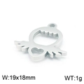 Silver devil wing heart pendant accessory made of titanium steel for DIY jewelry, 19x18mm - Steel (KLJ7107-Z)