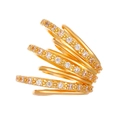 Chic multi-layer gold-plated ear cuff with pavé-set zircons shown from a 45-degree angle - Gold