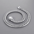 Cadena de eslabones de 11mm para hombre en acero inoxidable plateado con cierre CNC - Cierre Liso (Pulsera 21cm) / Color Acero