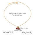 Detail showing red cherry pendant necklace dimensions with chain length specifications - Vintage 3D Red Cherry Pendant Necklace (HC-N40563)