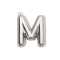 Close-up of a silver 3D bubble initial M pendant with a mirror-polished finish - Letter M / Mirror Silver