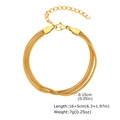 Detail of triple-layer gold snake chain bracelet showing 16+5cm adjustable length and dimensions - Gold Multi-layer Snake Chain Style (BR-2380G)