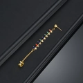 Orecchini a catena dorati con ciondoli a stella e perline colorate con ear cuff - S123 Orecchino Singolo Con Catena Ear Cuff