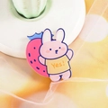 Cute pink bunny and strawberry acrylic badge with Yes! text for bags or clothes - 09 Strawberry Bunny
