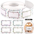 Etichette rettangolari impermeabili per barattoli con stelle e stampa fatta in casa - Stile A (Bordo con Stelle Colorate) / 250 Pezzi/Rotolo