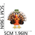 Detailed close-up of embroidered Thanksgiving turkey patch with dimension marking 5cm - Cute Cartoon Turkey