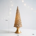 Golden Christmas tree resin ornament measuring 27cm in height with 9cm base detail - Small Gold Christmas Tree With LED Style E
