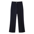 Deep blue high waisted wide leg trousers with center pleats and golden button detail - XS / Pants