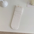 White cotton mesh socks with diamond patterns and delicate ruffled cuffs for women - White Large Argyle