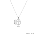 Silver titanium steel cross necklace featuring colorful zirconia pendant 25.5mm size - Silver Oval Cross (1578)