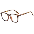 Square tortoiseshell glasses with classic amber pattern and metallic stud accents - Tortoise Frame