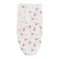 Newborn swaddle sleeping bag with pink bear and green tree print on white cotton - Pink Bear Pattern Swaddle