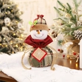 Weihnachts-Schneemann Kordelzug-Geschenkbeutel mit festlichem rot-grünem Karomuster-Stoff - Schneemann-Stil