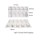 White 10-cavity silicone oval mousse cake mold with detailed dimensions 297x171mm - 10 Cavity Mango MCM-115
