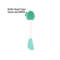 Dual-ended silicone face brush in green and white with spatula and cleansing bristles - Double-headed Knife-shaped / Green/White