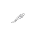 Detailed view of polished S925 silver Italian horn pendant with 17.5mm x 4.5mm dimensions - White Gold VD1445