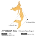 Three-piece golden stainless steel mermaid tail pendants, waterproof jewelry set - Mermaid Style (JDP0212024-3pcs)