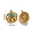 Ciondolo petalo dorato con pietra turchese, gioielli geometrici acciaio inossidabile 18x16mm - A-Turchese