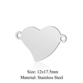 Polished stainless steel heart-shaped charm with double holes for DIY jewelry, 12x17.5mm - Solid Heart (5 Pcs/Pack) / Silver