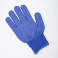 Blue heat resistant knitting glove with white non-slip silicone dots for hair styling tools - Type A Blue 1 Pair